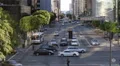 Rush Hour Commuter Busy Los Angeles City Street Transportation Crosswalk US Road HD Footage