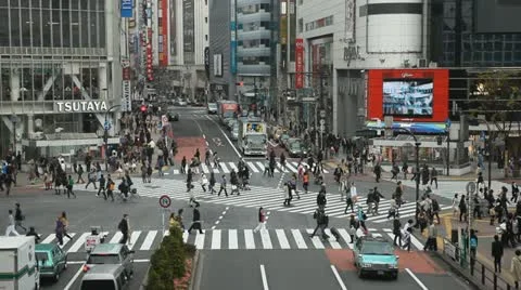 Rush Hour Commuters Commuting Busy Urban Crowded Street Tokyo People Walk Crowd Stock Footage 12422586