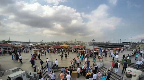 Rush hour crowd timelapse in Eminonu Square istanbul Stock Footage 50969037