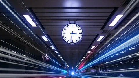 Rush hour Fast moving  evening ,Fast moving traffic drives time lapse clock Stock Footage
