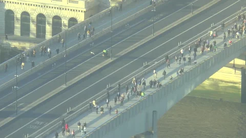 Rush Hour On London Bridge Stock Footage 177003698