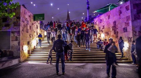 Rush hour Melbourne federation square Stock Footage 32422236