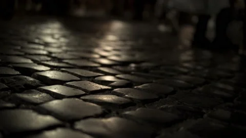 Rush Hour in Piazza Di Spagna Square Tourists Walking on Cobbled Street at night Stock Footage 99260230
