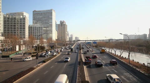 Rush hour roads in central business district ,Beijing, China Vidéo 36885714