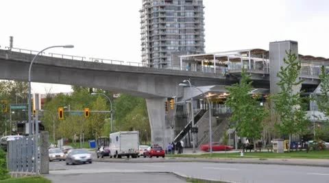 Rush hour at Skytrain station; timelapse 1080p Stock Footage 10711226