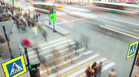 Rush hour street view from the top. Timelapse motion Stock Footage 49967490