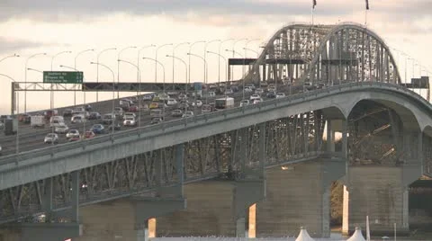 Rush hour traffic on bridge Stock Footage 11283167