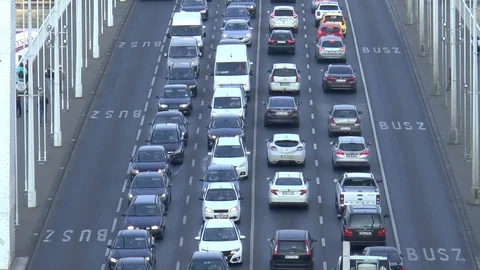 Rush Hour Traffic On A Bridge Video stock 99314366