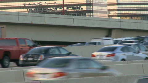 Rush hour traffic on builds on an interstate (3 of 5) Video stock 624461