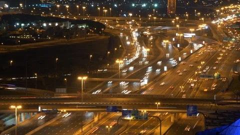 Rush Hour Traffic Commuting Through City Highway Roads Stock Footage 103587714