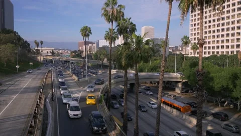 Rush Hour Traffic in Downtown Los Angeles California USA Editorial 4K Stock Footage 332159433