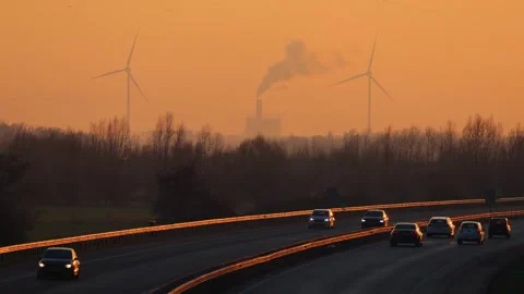 Rush hour traffic on the Dutch A348 highway between Arnhem and Doesburg Stock Footage 301525024