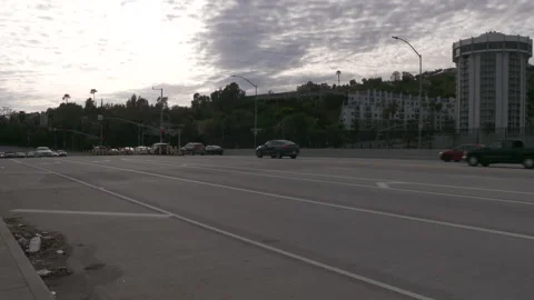 Rush Hour Traffic on Empty Streets in Brentwood Covid 19 Stock Footage 136712140