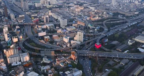Rush hour traffic on express way in Bangkok city, traffic is moving slowly .. Stock Footage 326860961