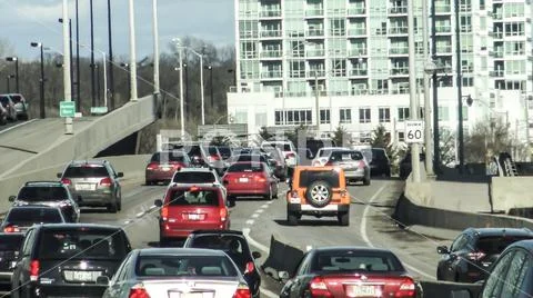 Rush hour traffic at Gardiner Expressway in Toronto Stock Photos