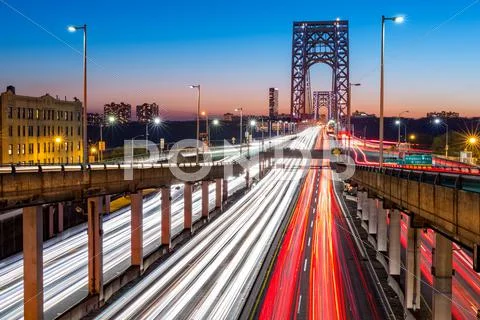 Rush hour traffic on George Washington Bridge Stock Photos