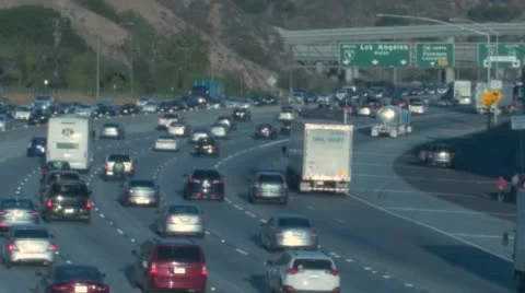 Rush Hour Traffic on Interstate 5 Freeway South Stock Footage 53866970