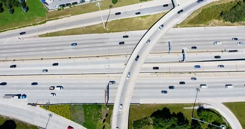Rush hour traffic jam aerial drone shot Video stock 101937022
