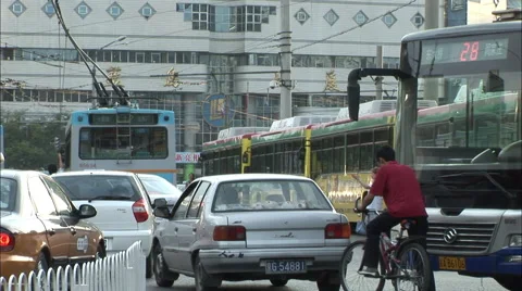 Rush hour traffic jam in Beijing, China Stock Footage 56598260