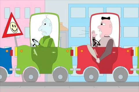 Rush hour traffic jam Stock Illustration