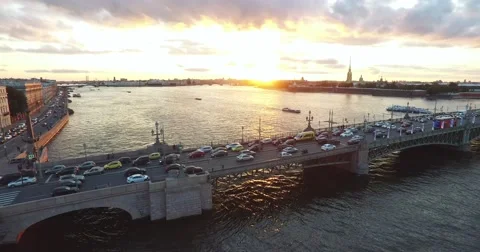 Rush Hour Traffic On The Liteiny Bridge Stock Footage 61260849