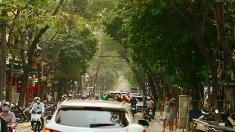 Rush Hour Traffic in the Old Quarter of Hanoi Vietnam Stock Footage 130222154