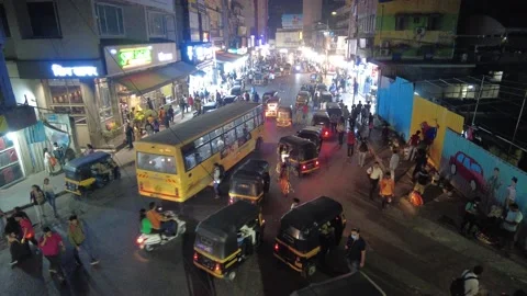 Rush hour traffic outside Thane Market. Stock Footage 236464360