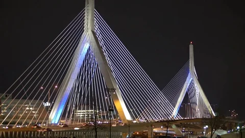 Rush Hour traffic over Boston's Zakim Bridge Stock Footage 72657517