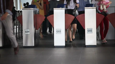 Rush hour in turnstile ,fare gate Stock Footage 36211004