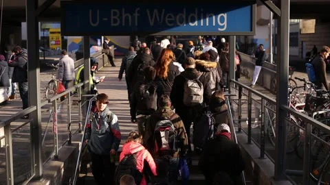 Rush Hour Underground BVG Station Berlin Stock Footage 145291096
