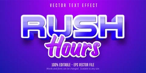 Rush hours text, game style editable text effect Stock Illustration