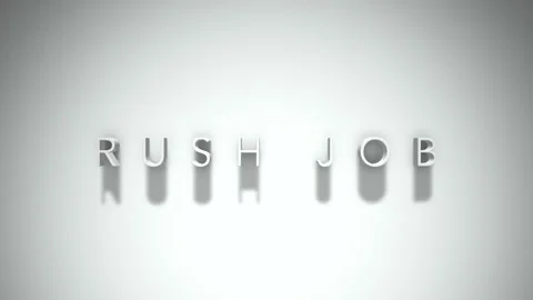 Rush job 3D title animation with shadows on a white background Stock Footage 297386103