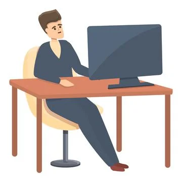 Rush job on computer icon, cartoon style Stock-Illustration