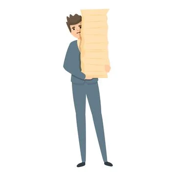 Rush job papers stack icon, cartoon style Stock Illustration