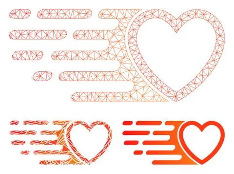 Rush Love Heart Vector Mesh Network Model and Triangle Mosaic Icon Stock Illustration