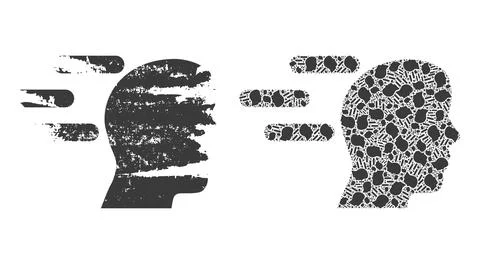 Rush Mind Icon Recursive Collage and Grunge Textured Icon Illustrazione stock
