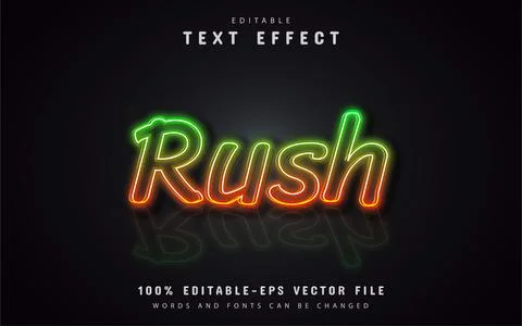 Rush neon text effects Stock Illustration