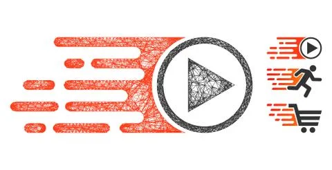 Rush Play Symbol Polygonal Web Vector Mesh Illustration Stock Illustration