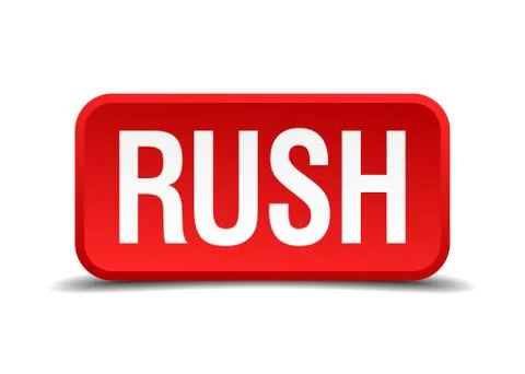 Rush red 3d square button isolated on white 스톡 일러스트
