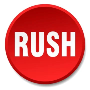 Rush red round flat isolated push button Stock Illustration