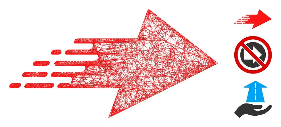 Rush Right Arrow Polygonal Web Vector Mesh Illustration Stock Illustration