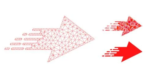 Rush Right Arrow Vector Mesh 2D Model and Triangle Mosaic Icon Illustrazione stock