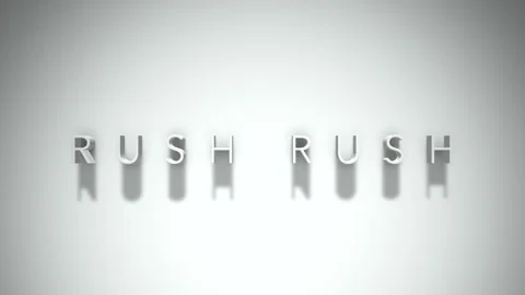 Rush rush 3D title animation with shadows on a white background Video stock 297570904