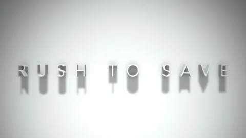 Rush to save 3D title animation white text on a white background Stock Footage 299648125
