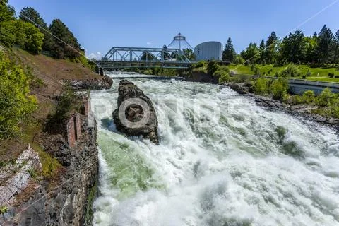 Rush of the Spokane Falls. Stock Photos