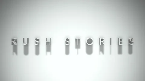 Rush stories 3D title animation white text on a white background Stock Footage 299747399