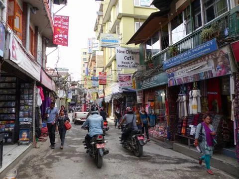 Rush in streets of Thamel Foto stock