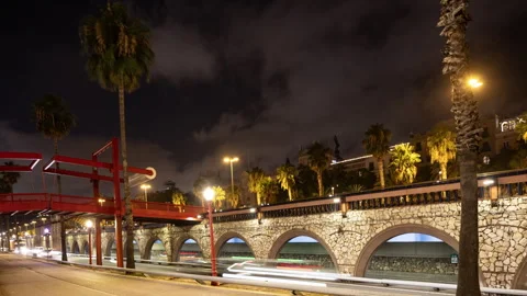 Rush of traffic at night in barcelona Video stock 315678024