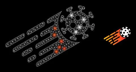Rush Virus Icon - Wireframe Mesh with Constellation Nodes Stock Illustration