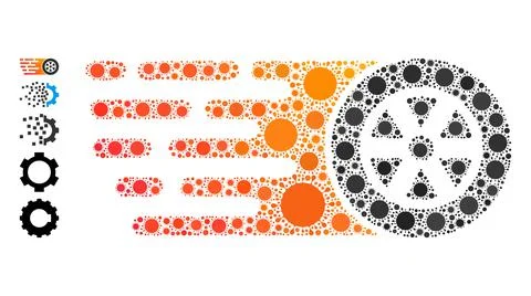 Rush Wheel Icon - Contagious Composition And Additional Icons Stock Illustration